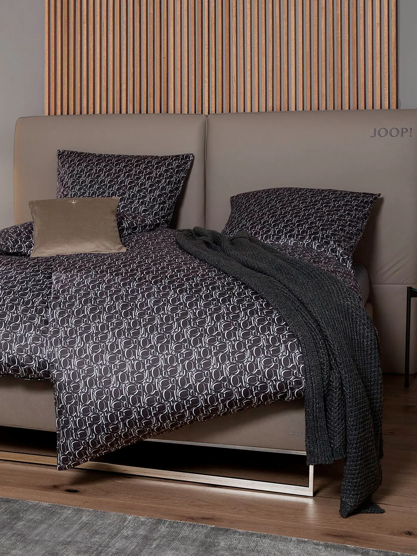 JOOP | Satin Bettwäsche Ornament 70x90cm / 140x220cm | grau